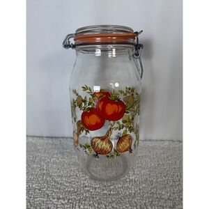 VTG Made in France Glass Jar Tomato Onion Mushroom Swing Top Lid 10" 2 Liter